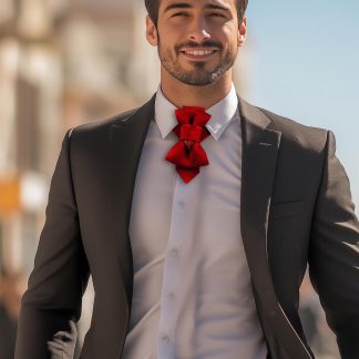 Red wedding bow tie elegant handmade tie