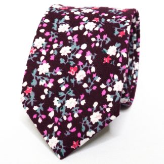 Dark purple and white floral tie
