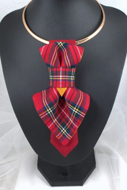 Women's stylish plaid red bow tie - Image 4