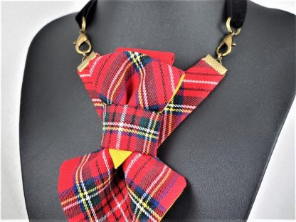 Women's stylish plaid red bow tie - Image 2