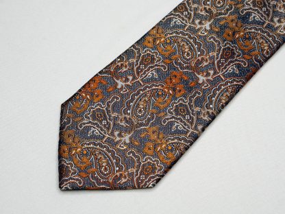 Black and burnt orange patterned tie - Image 4
