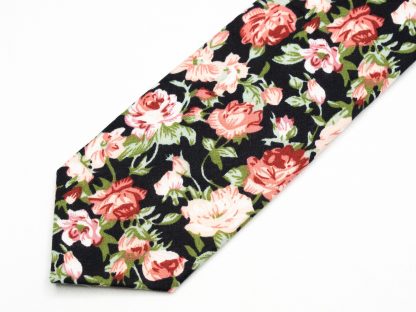 Black Red Rose Floral Tie - Image 5
