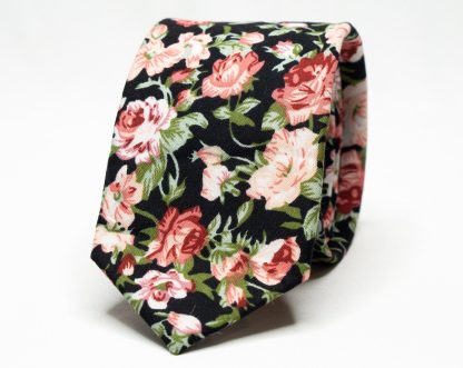 Black Red Rose Floral Tie - Image 4