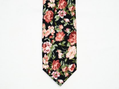 Black Red Rose Floral Tie - Image 2