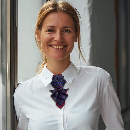 Women's blue and red bow tie