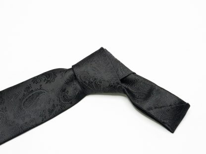 Men's black patterned suit tie - Image 3