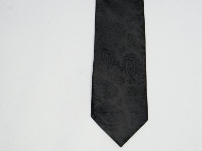 Men's black patterned suit tie - Image 2