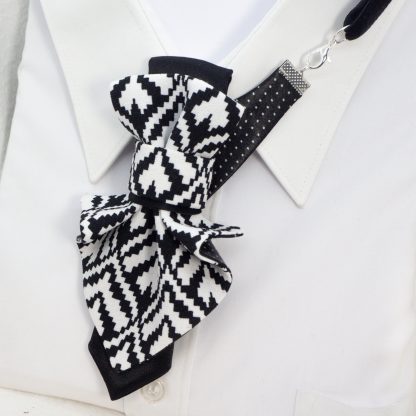 Women's stylish black and white bow tie - Image 3