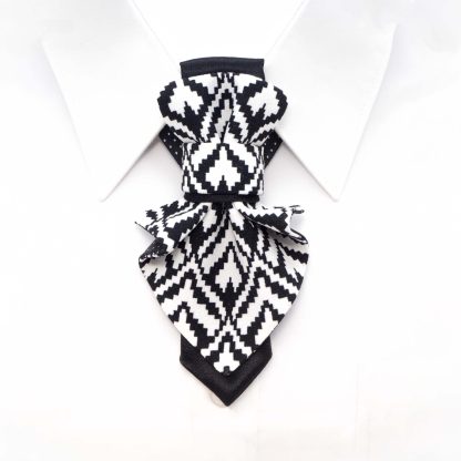 Women's stylish black and white bow tie - Image 2