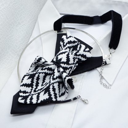 Women's stylish black and white bow tie - Image 5