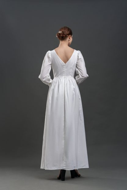 French Elegant V Neck Puff Sleeve Long Dress - Image 2