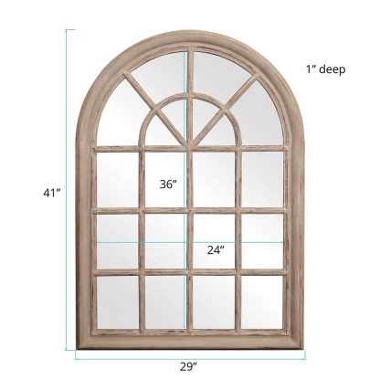 Window Glass Arch Wall Grid Mirror - Image 2