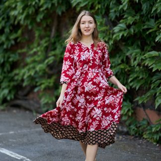 Red floral dress