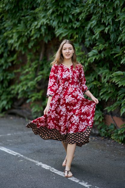 Red floral dress