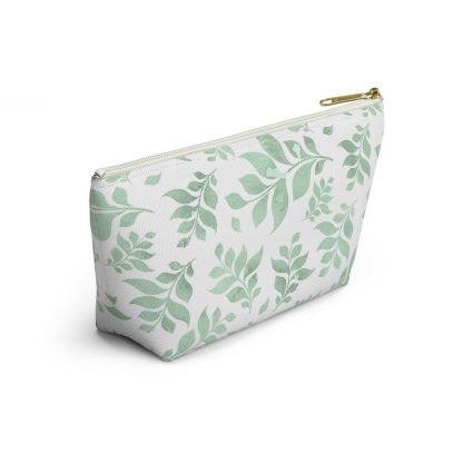 Mint green leaf pattern cosmetic bag - Image 2