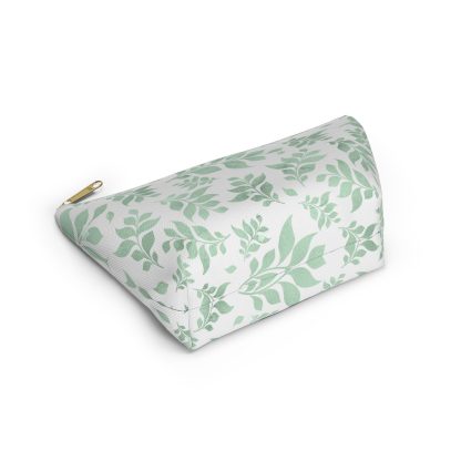 Mint green leaf pattern cosmetic bag - Image 3