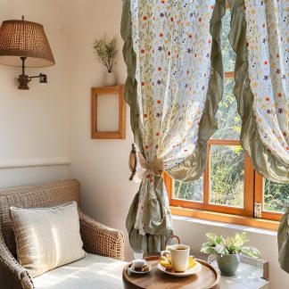 Retro pastoral style ruffle curtains
