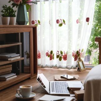 Rose embroidery curtains