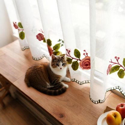 Rose embroidery curtains - Image 5