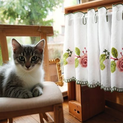 Rose embroidery curtains - Image 4