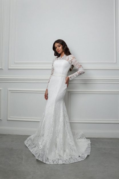 Elegant long sleeve wedding dress - Image 7