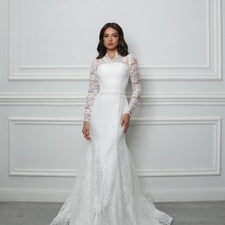 Elegant long sleeve wedding dress