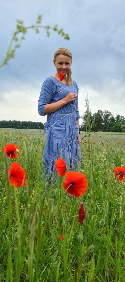 Forest style pure blue dress - Image 6
