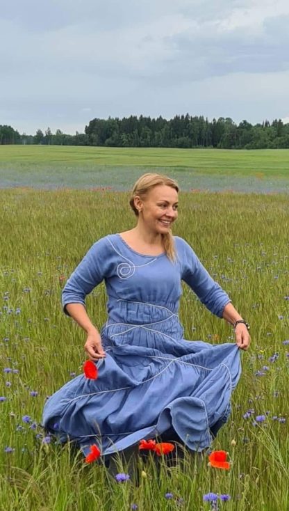 Forest style pure blue dress - Image 5