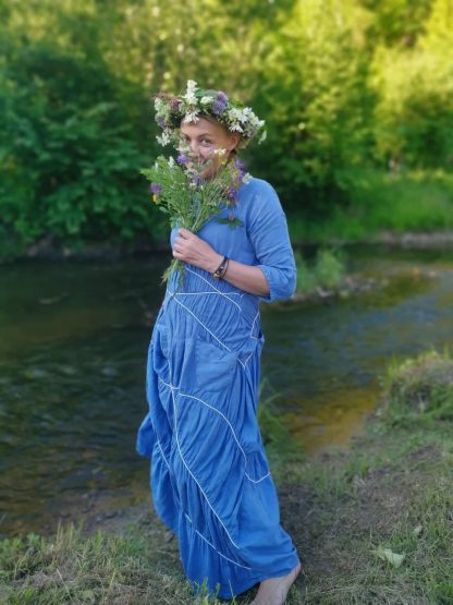 Forest style pure blue dress - Image 4