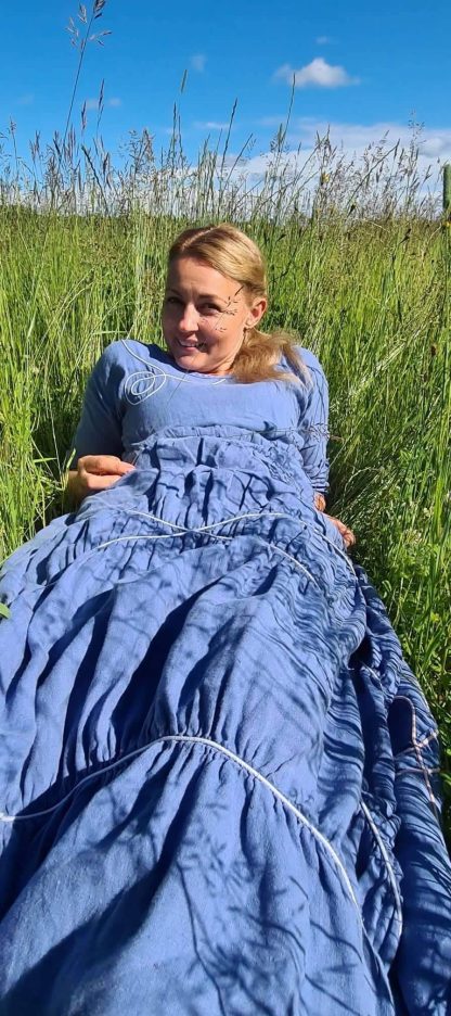 Forest style pure blue dress