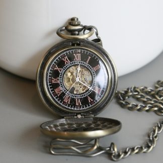 Antique Bronze Steampunk Skeleton Pocket Watch