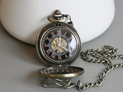Antique Bronze Steampunk Skeleton Pocket Watch
