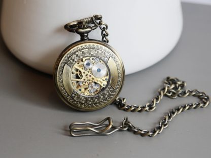 Antique Bronze Steampunk Skeleton Pocket Watch - Image 2