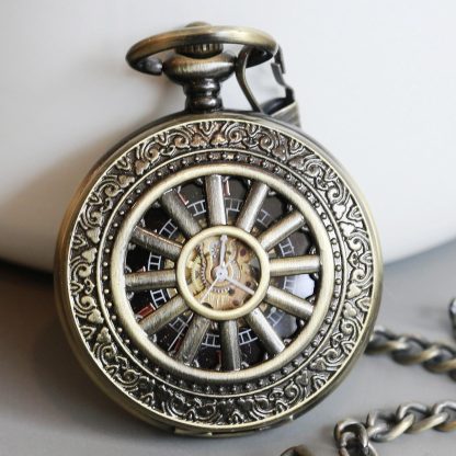 Antique Bronze Steampunk Skeleton Pocket Watch - Image 5