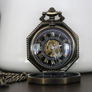 Antique Hexagonal Skeleton Pocket Watch