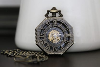 Antique Hexagonal Skeleton Pocket Watch - Image 2