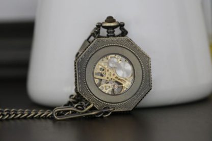 Antique Hexagonal Skeleton Pocket Watch - Image 3