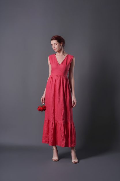 Arty V-neck sleeveless ramie dress - Image 6