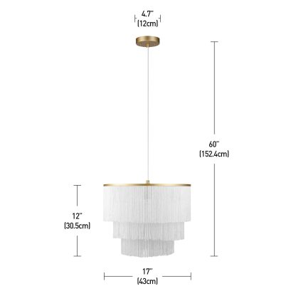 White fabric tassel chandelier - Image 2
