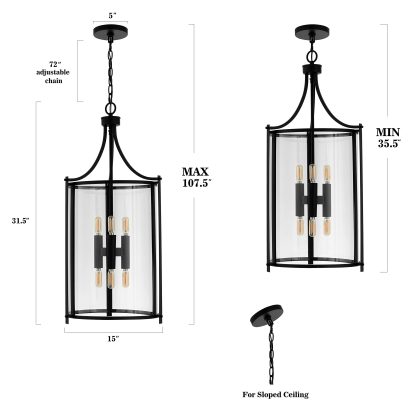 Industrial style glass wrought iron chandelier - Image 4