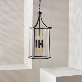 Industrial style glass wrought iron chandelier