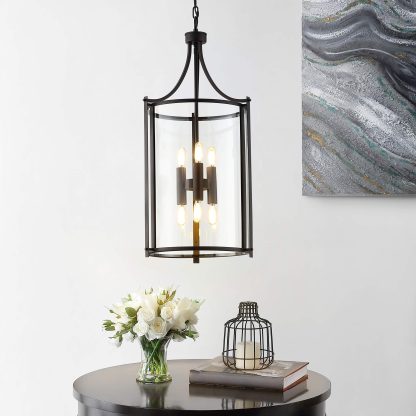 Industrial style glass wrought iron chandelier - Image 2