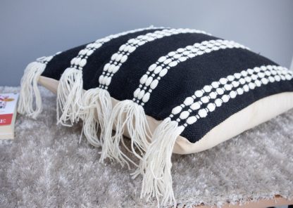 Black & White Boho Tassel Cushion Cover - Image 5