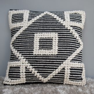 Black & White Geometric Tufted Cushion Cover