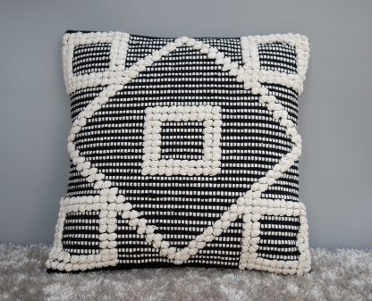 Black & White Geometric Tufted Cushion Cover