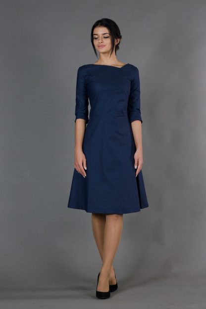 Blue Fit & Flare Skirt
