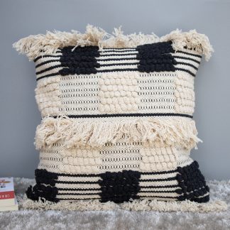Boho Checkerboard Fringe Cushion Cover