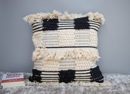 Boho Checkerboard Fringe Cushion Cover
