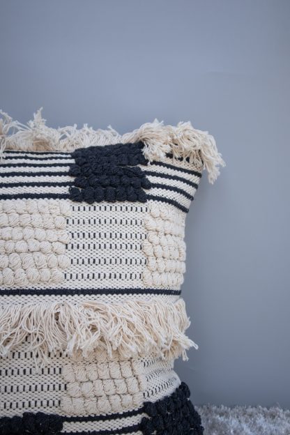 Boho Checkerboard Fringe Cushion Cover - Image 4