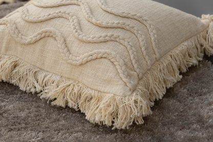 Boho Cream Wavy Fringe Cushion Cover - Image 4